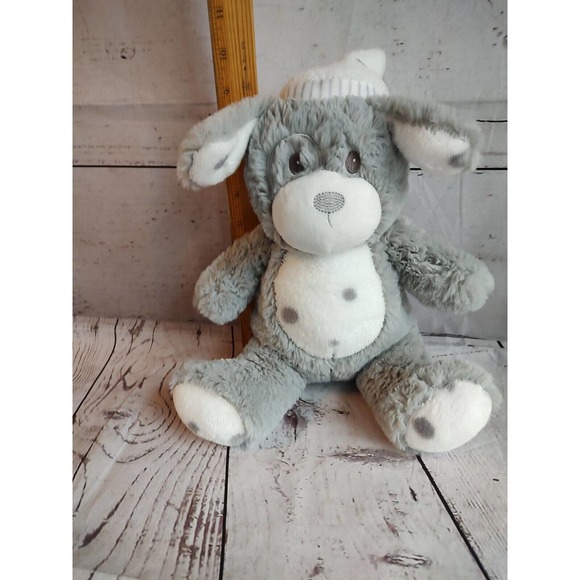Grey White Puppy Dog Plush Stuffed Animal Lovey - Picture 2 of 8